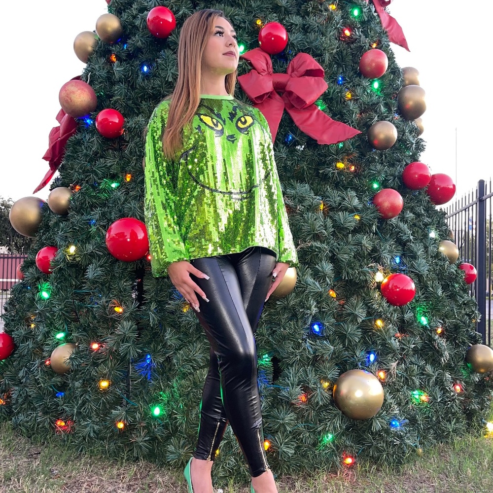 Grinch Sequin Top